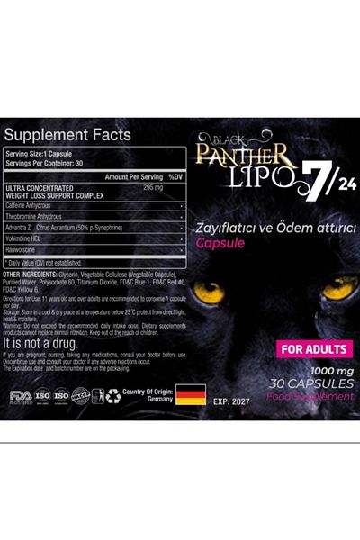 Nutriking Black Panther Lipo Max Appetite Cutter 7/24 30 Capsules