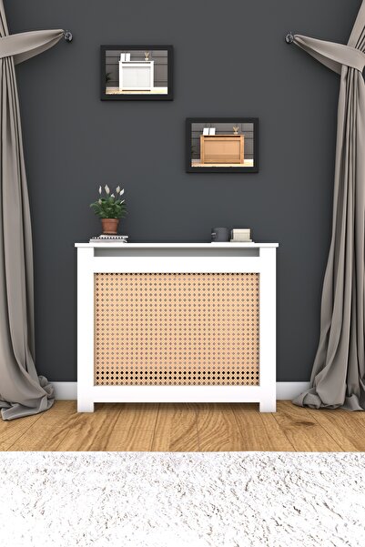 CAN Kapaklı Kalorifer Petek Kapama 150 Cm (İÇ ÖLÇÜSÜ) Hazeran Desenli Mdf Mat Beyaz