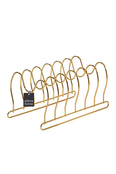 Edora Home Χρυσός οργανωτής ταψιών και πιάτων 6 διαμερισμάτων - Μεταλλική σκουριά, οργανωτής συρταριών