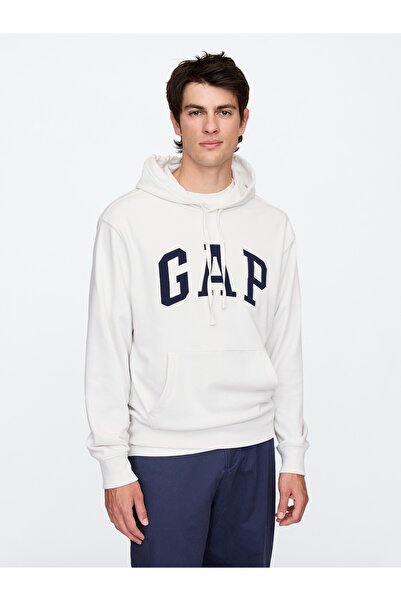 GAP Erkek Beyaz Logo Fransız Havlu Kumaş Sweatshirt