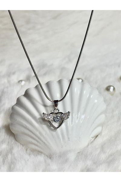 Store Angel Heart Stone Women's Necklace Zircon Stone Plated Necklace