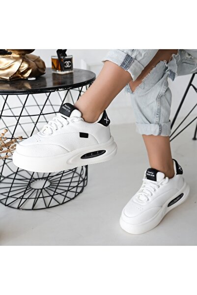 Zerenyus Pantofi sport Chris White Skin Black Detaliați cu șireturi