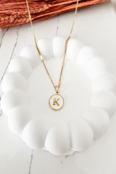 Pretty Enameled Letter K Necklace