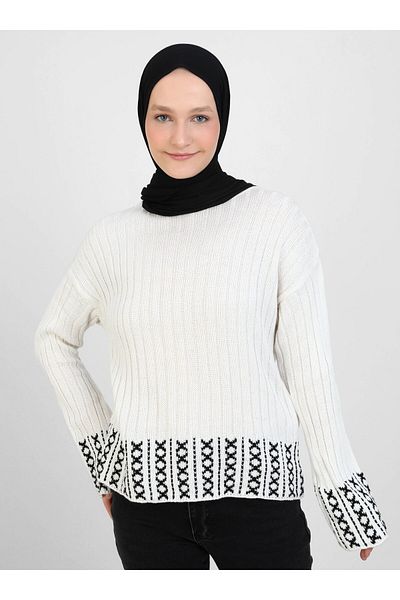 Por La Cara Knitwear Tunic - Bone Detailed - Por La Cara