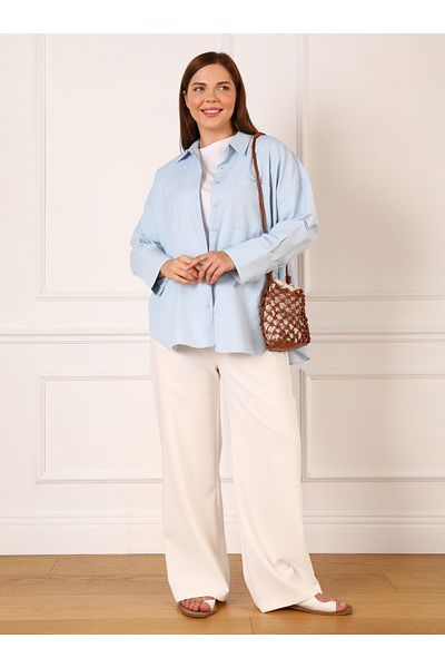 ALİA Sky Blue Plus Size Alia Shirt