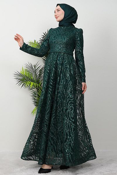 GİZ AGİYİM Βραδινό φόρεμα Emerald Sapling Hijab