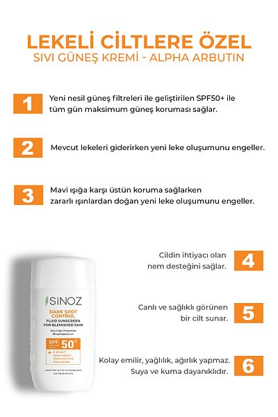 SİNOZ Spf50+ Facial Sunscreen Effective on Dark Skin Spots - New Generation Filters Pa++++