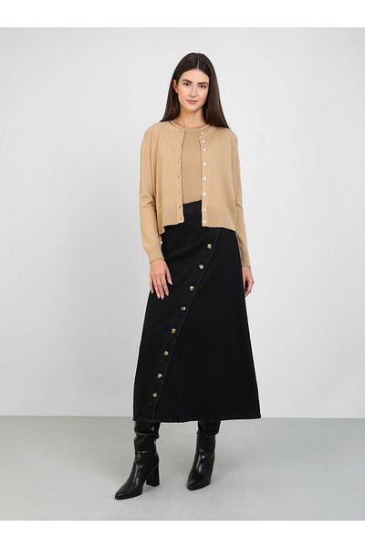 Refka Refka - Fusta din denim gri închis cu detaliu asimetric