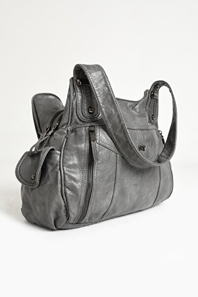 571 Collections Çanta Τσάντα ώμου από γκρι συνθετικό δέρμα - Μοντέλο 571-11-13C