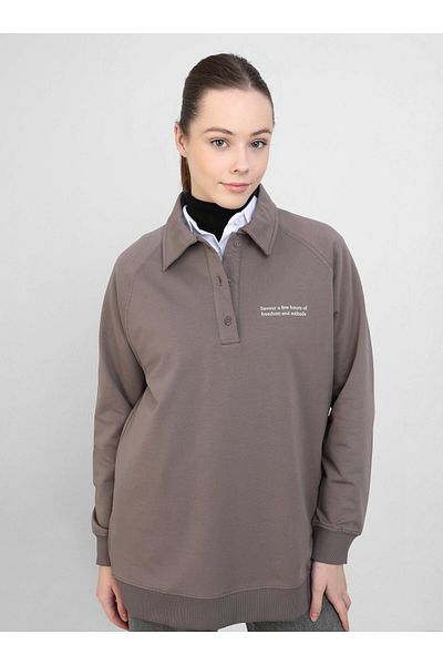 Benin Λεπτομερές φούτερ με γιακά Polo - Mink - Benin