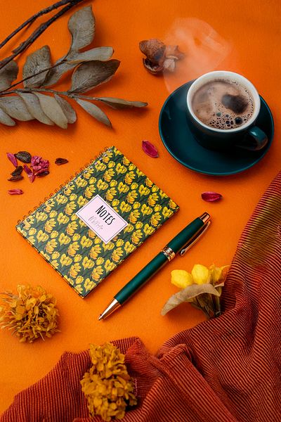 My Mia Art Magnolia-Mini Hard Cover Spiral Notebook, 12X17 cm