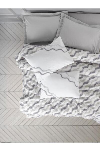 Cotton Box Set dublu de lenjerie de pat Pique Boony Eldon Gri