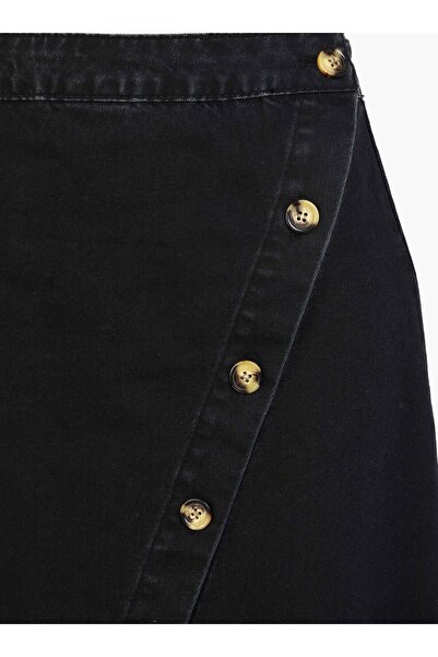 Refka Asimetrik Detaylı Denim Etek - Koyu gri - Refka