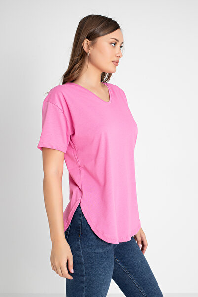 Orly More Γυναικείο βαμβακερό μπλουζάκι με λαιμόκοψη V