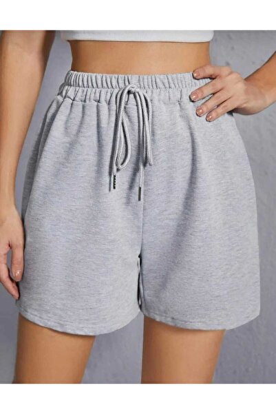 UYN SPORT Gray Color Comfortable Cut Elastic Waist Summer Soft Fabric Pocket Shorts