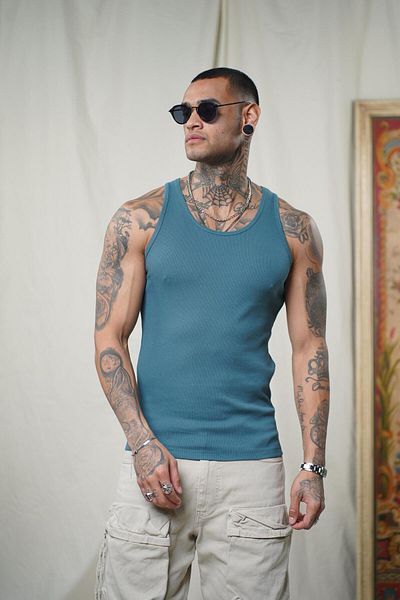 king brich Slim Fit Camisole Flexible Plain Men's Sports Athlete