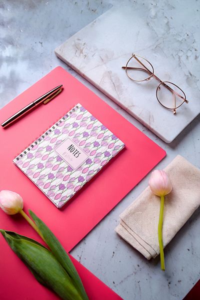 My Mia Art Tulip-Mini Hard Cover Spiral Notebook, 12X17 cm