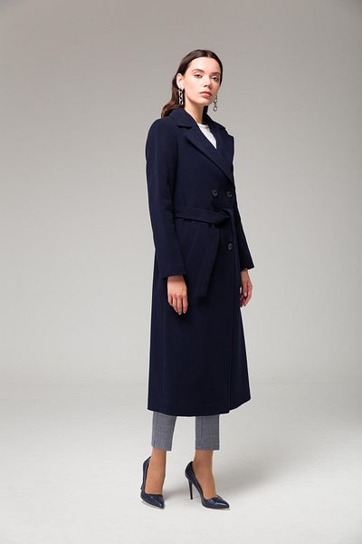 Concept. Zweireihiger, an der Taille gebundener, mittellanger Mantel, Marineblau 3754
