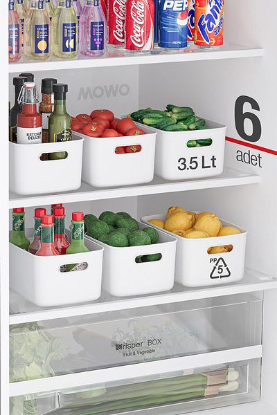 Mowo Home 6-Piece 3.5 Lt Freezer Box - Refrigerator Storage Boxes, Organizer