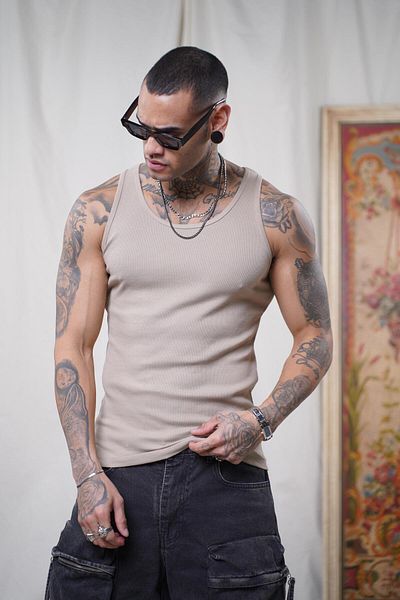 king brich Slim Fit Camisole Flexible Plain Men's Sports Athlete