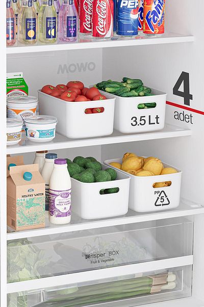 Mowo Home 4-Piece 3.5 Lt Freezer Box - Refrigerator Storage Container and Organizer