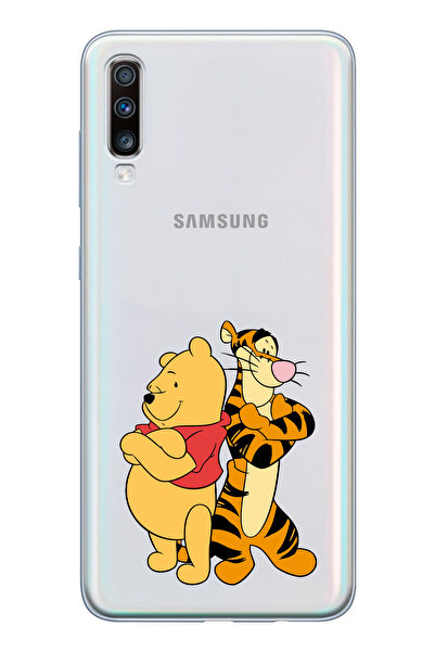 moonset Samsung Galaxy A70 Uyumlu Winnie Tasarımlı Baskılı Şeffaf Telefon Kılıfı
