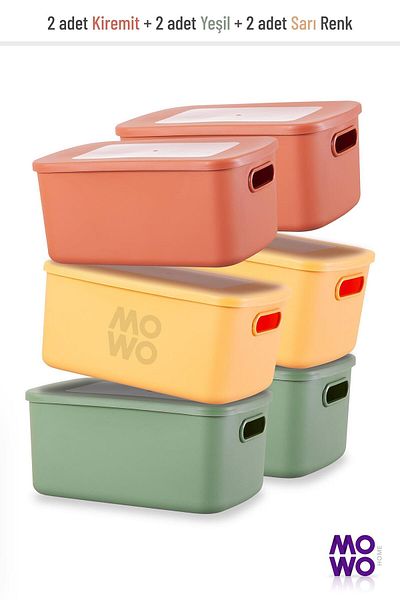 Mowo Home Retro Box 6-Piece Mix - 3.5 Lt Organizer, Storage Box with Lid