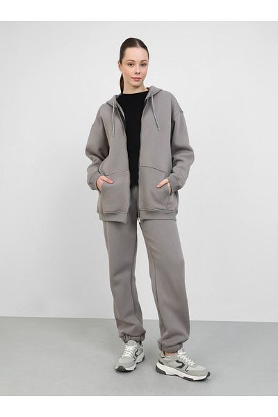 Benin Gray Oversize Hooded Zippered Jacket - Benin