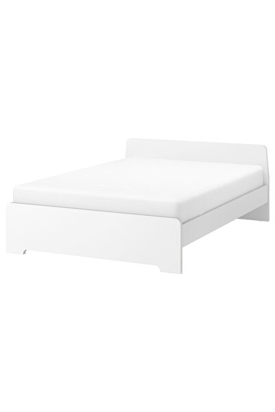 IKEA Alçak Başlıklı Beyaz Çift Kişilik Karyola