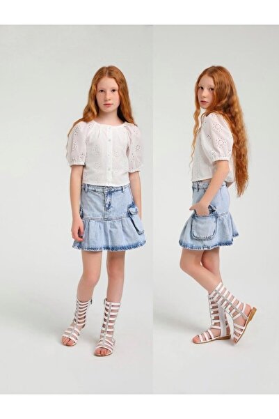 Ugly Duck 04-14 Years Old Girl's Blue Color Denim Skirt
