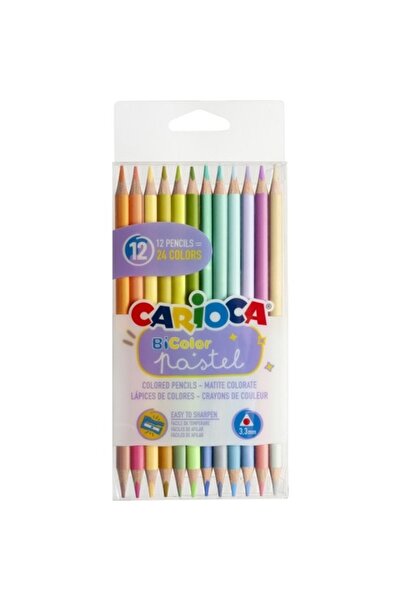CARIOCA Pastel Color Dry Crayons Double Sided 12 Pack (24 COLORS)