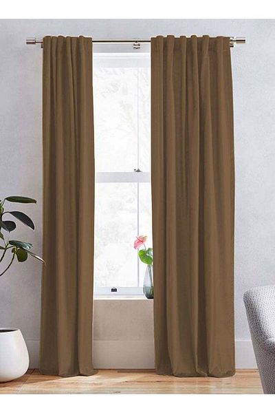 soufa dibaj Linen Curtain for Bedroom Dining Studio Office - Brown - 240×140 cm