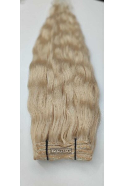 Nurdan Trend Peruk Gerçek Saç 8 Parça Çıtçıt Set 170 gr. 70 cm Platin Renk