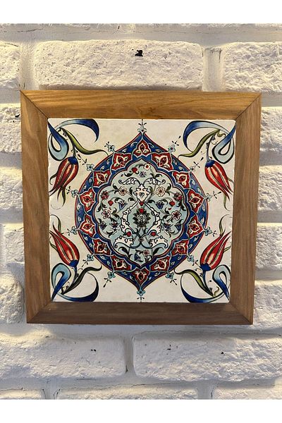 woodhomeworks Панел за картина с масивна рамка от естествен камък и мрамор 26x26 см