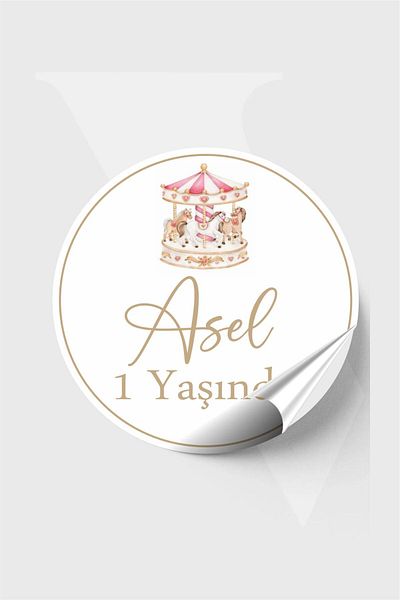 Piksel Grafik 4X4Cm 96Pcs Carousel Baby Sticker - Baby Shower and Birthday Welcome Sticker