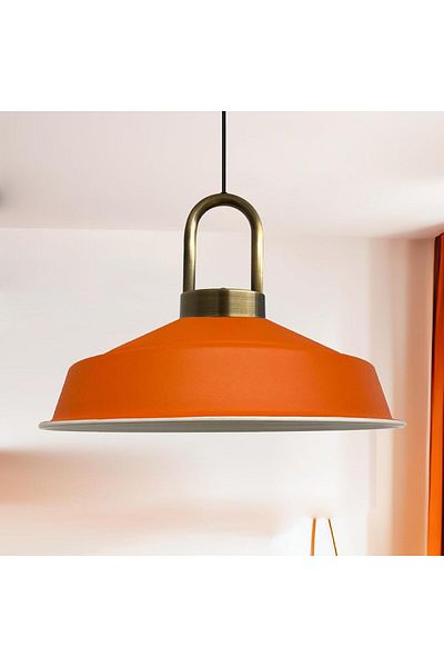 Bamyum Asletl-Lock Industrial Vintage Hängelampe  40 cm, Orange Metall Pendelleuchte