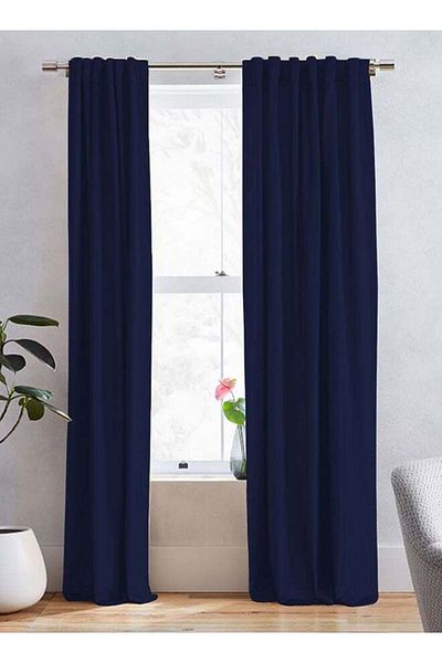 soufa dibaj Linen Curtain for Bedroom Dining Studio Office - Dark Blue - 200×140 cm