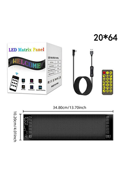 Teknotopia LED Matrix Panel 35CM Dijital Ekranlı Kumandalı App Uygulama Kontr...