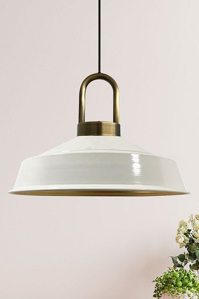 Bamyum Asletl-Lock Industrial Vintage Hängelampe  40 cm, Weiß Metall Pendelleuchte