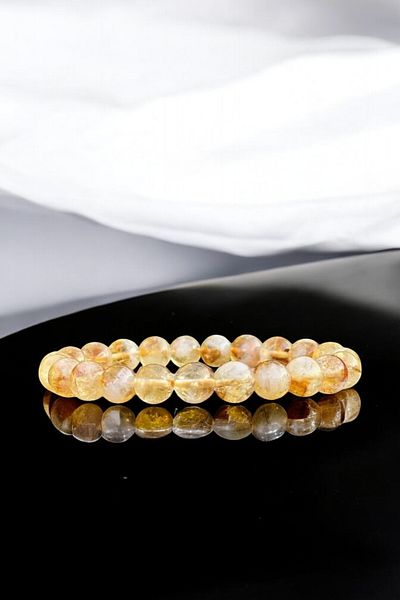 NBS Beautiful Naturel Stones Citrine Money Stone Bracelet Success & Courage (All Zodiac Signs) 8 mm