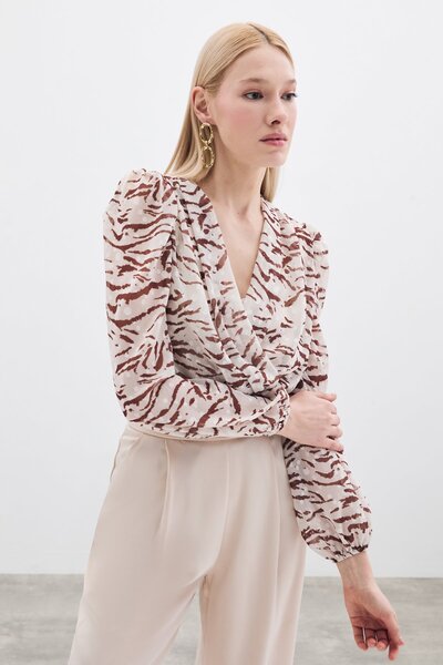 Sateen Боді з пуантиєвим візерунком - Кава