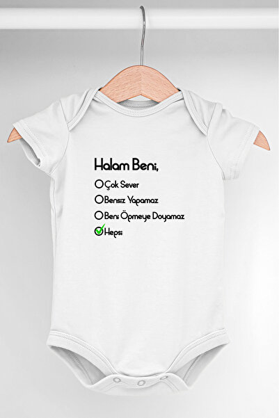 Gleamy Bebek Body Unisex Halam Beni Çok Sever %100 Pamuk Nefes Alabilen Kumaş