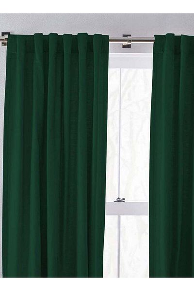soufa dibaj Linen Curtain for Bedroom Dining Studio Office - Dark Green - 240×140 cm