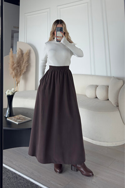 Thestiluxe Μακριά φούστα από βαμβακερή μαλακή υφή φιλέτο ποπλίνα