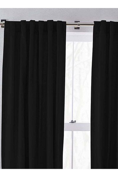 soufa dibaj Linen Curtain for Bedroom Dining Studio Office - Black - 200×140 cm