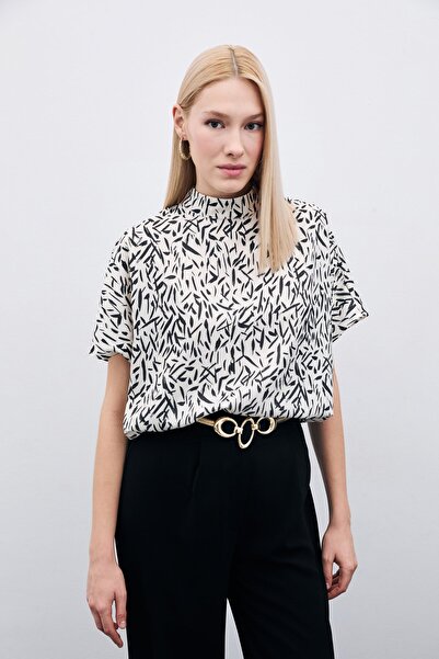 Sateen Yarasa Kol Desenli Bluz - Siyah
