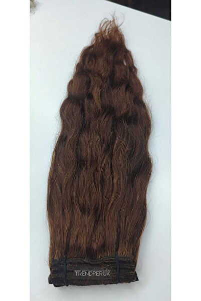 Nurdan Trend Peruk Gerçek Saç 8 Parça Çıtçıt Set 150 gr. 70 cm Kahve Renk