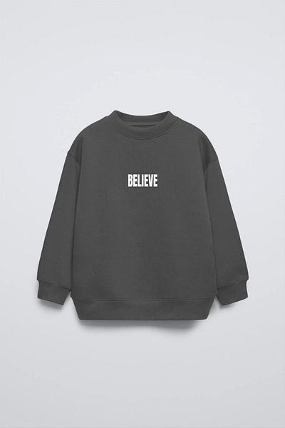 The Champ Clothing Football Themed Believe Printed Ycrew Neck Kids Sweatshirt