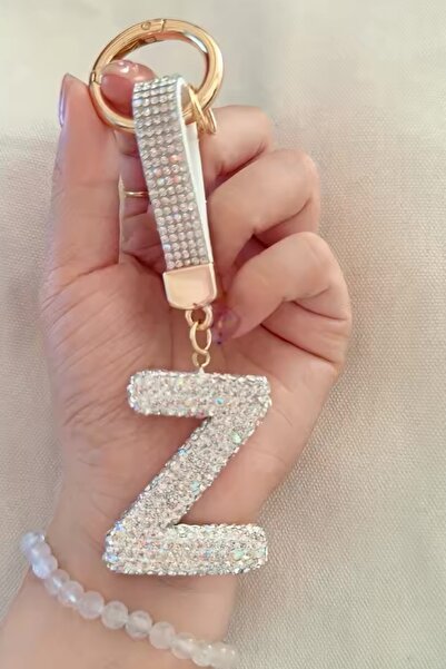 MAZEN حرف Z سلسلة مفاتيح حجرية بيضاء، سلسلة VIP سحرية للحقيبة