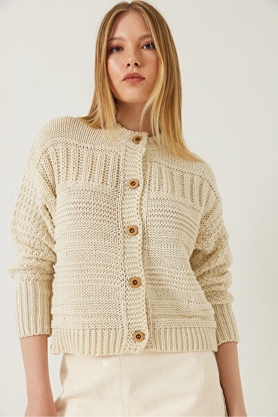 Bianco Lucci Women's Buttoned Patterned Knitwear Cardigan 20247545